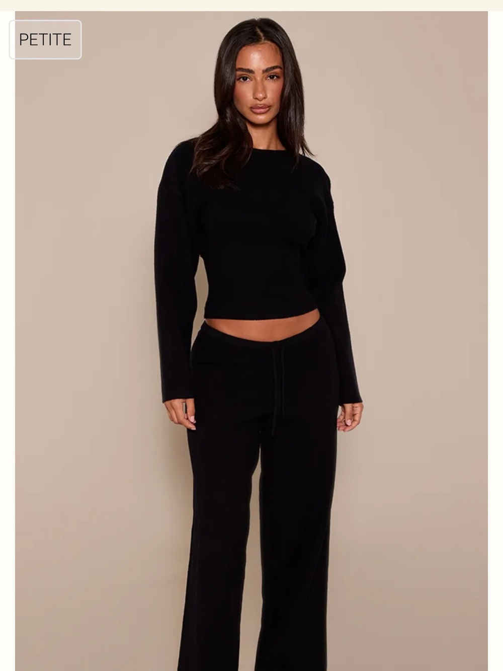 PrettyLittleThing Black Wide-Leg Knit Pants